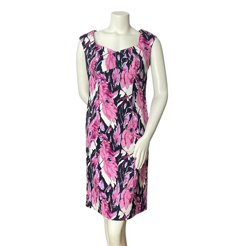 Talbots Sheath Dress Floral Print Size 4 Colorful Professional Office Garden